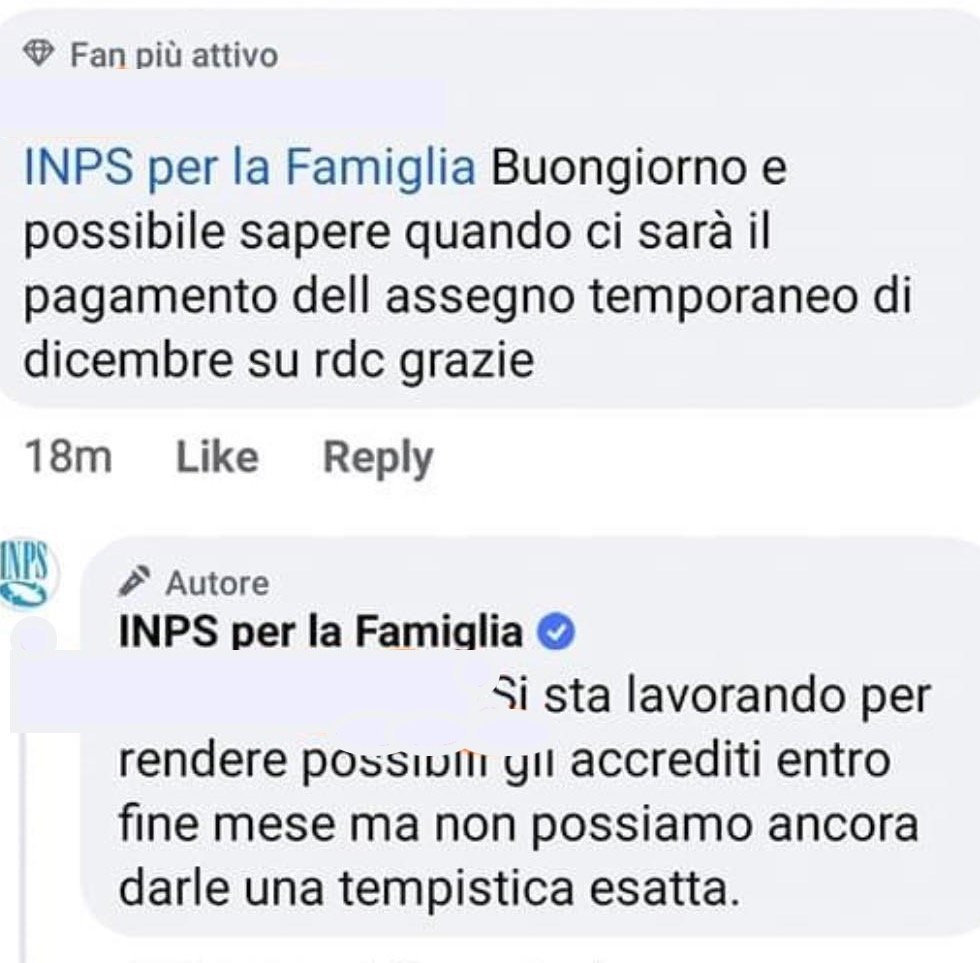pagamento assegno unico temporaneo di dicembre su reddito di cittadinanza