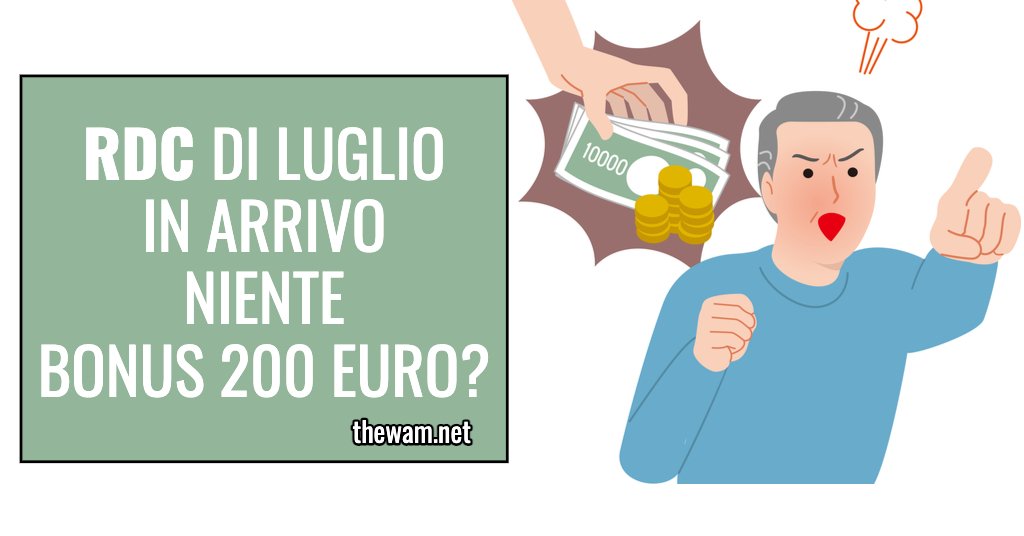 pagamento reddito di cittadinanza luglio bonus 200 euro