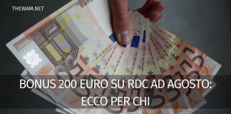 Bonus 200 euro su Rdc ad agosto: a chi sarà versato e quando