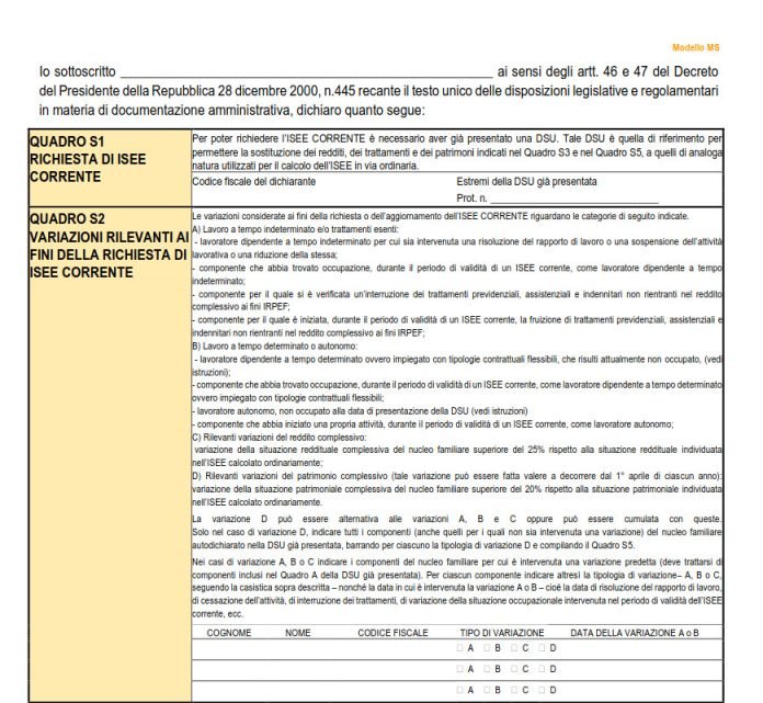 ISEE corrente da aprile istruzioni per compilarlo ed esempi