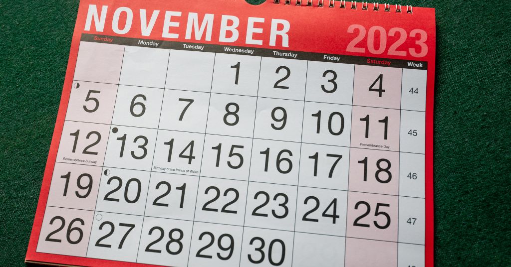 In foto, il calendario di novembre 2023.